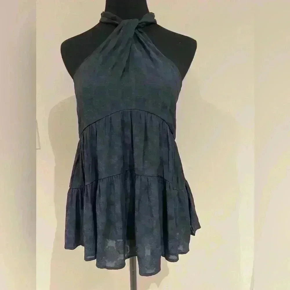 Anthropologie Halter Tiered Tank with Keyhole Front and Back